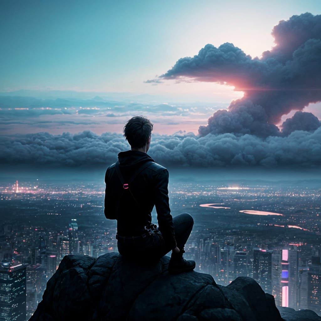 Cyberpunk Cityscape at Twilight