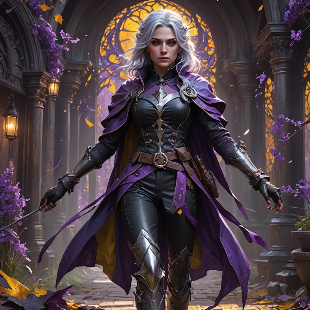 Young Witch with Violet Eyes: Dark Fantasy Art