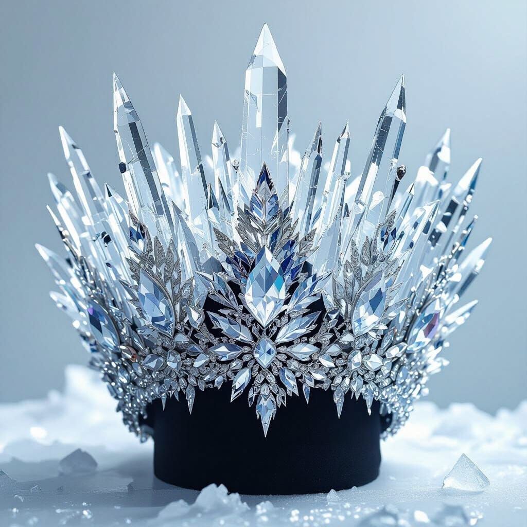 Crystal Ice Crown Hat Gleaming Under Ethereal Light