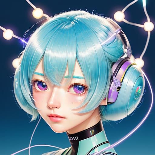 Cute Android Girl in Pastel Hues