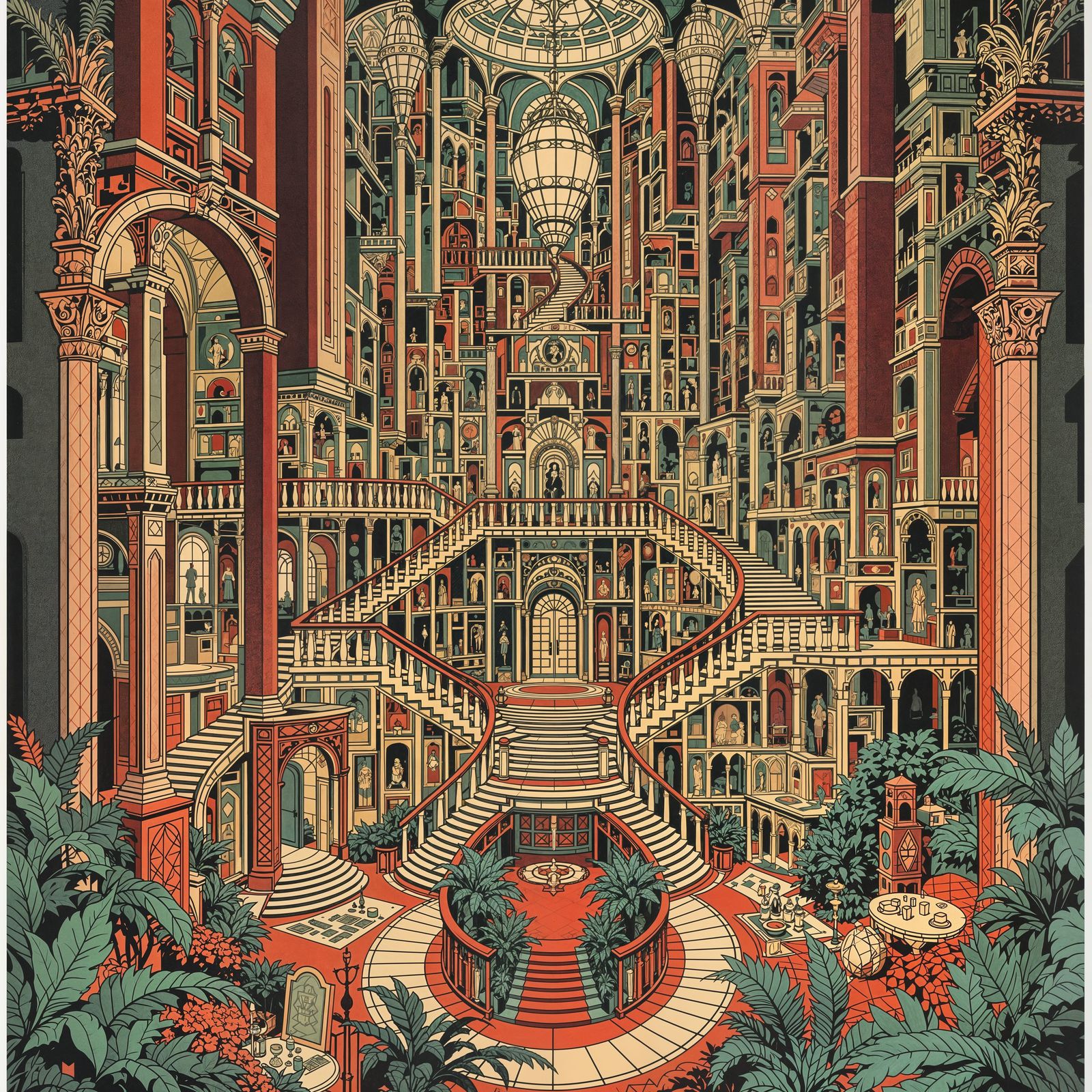 Escher's Illusory Mansion Interior