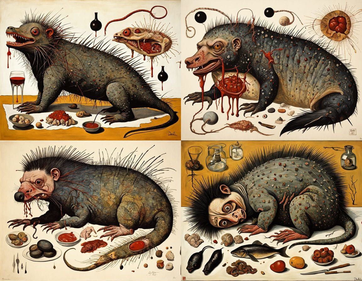 Surreal Ebirah Hybrid in Grotesque Oil Painting Style