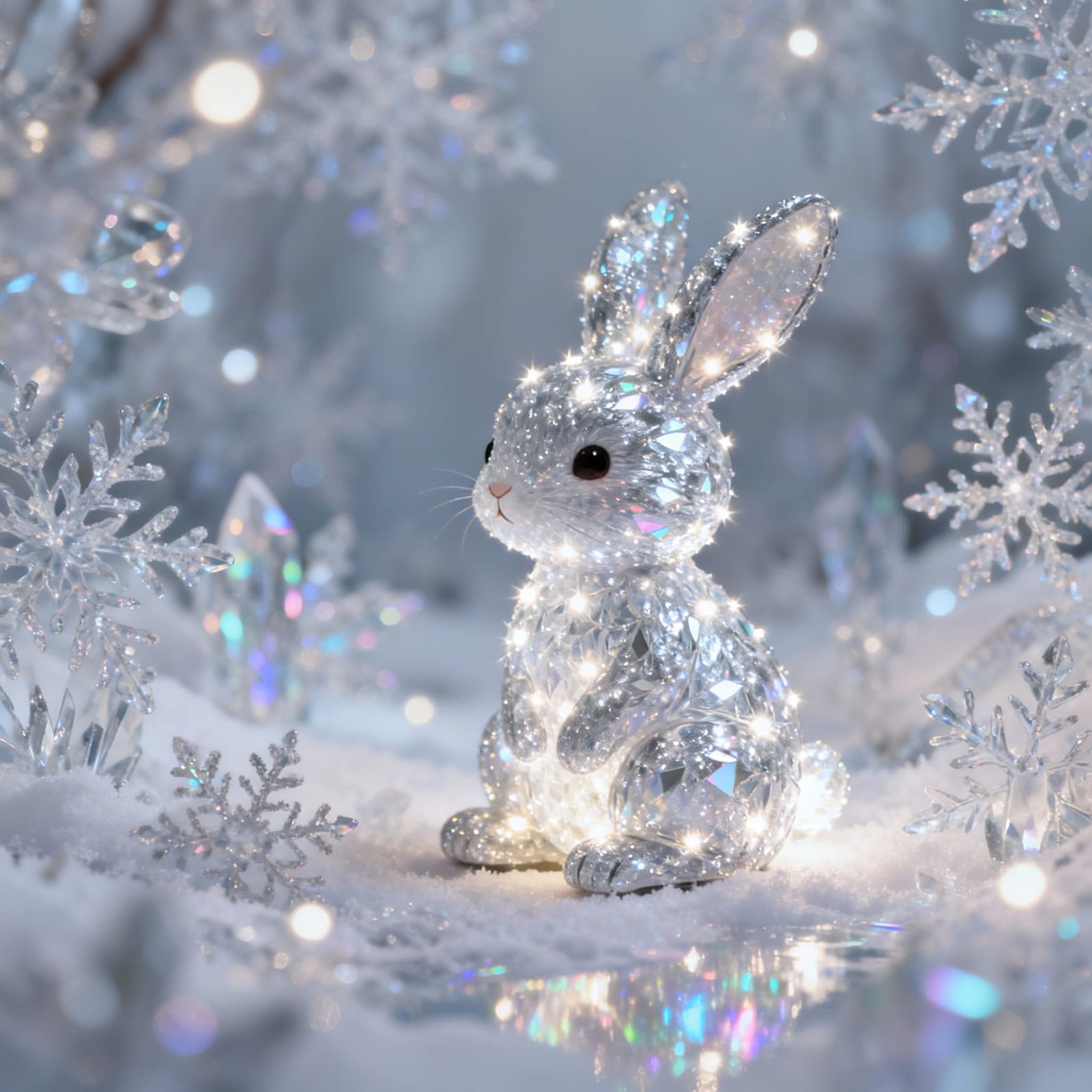 Ethereal Bunny in Winter Wonderland of Lights