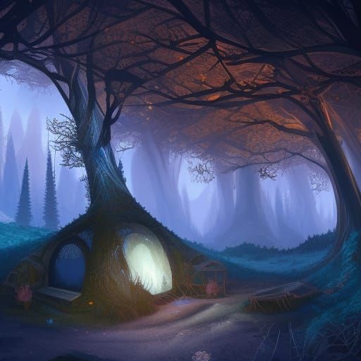 Cozy Bedroom Under Starry Sky: Fantasy Art