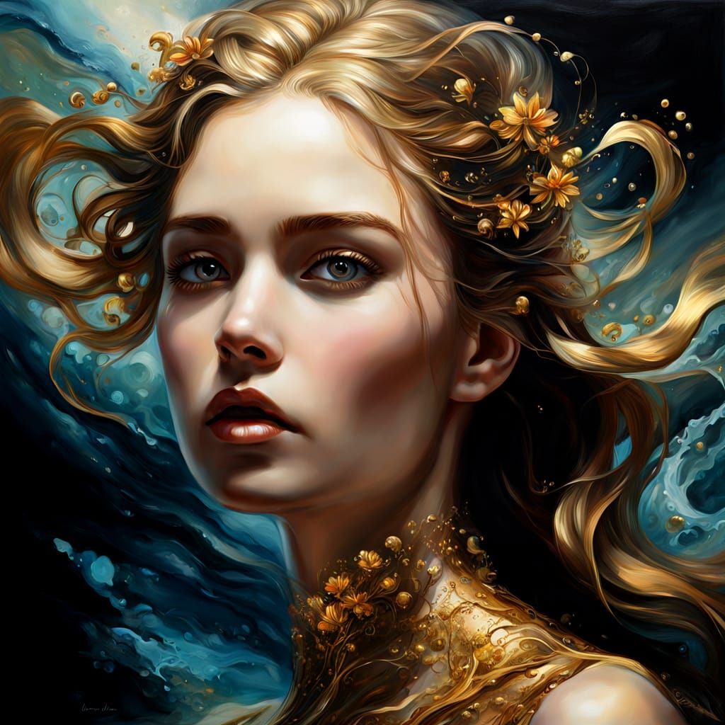 Mythical Woman in Motion: Alcohol Ink Painting