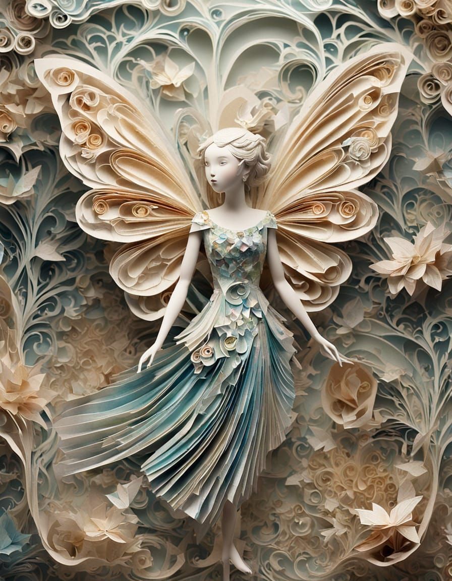 Whimsical Fairy in Origami Calendar Dress
