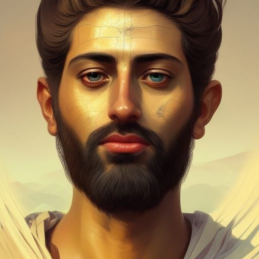 Cyrus the Great Portrait in Art Nouveau Style
