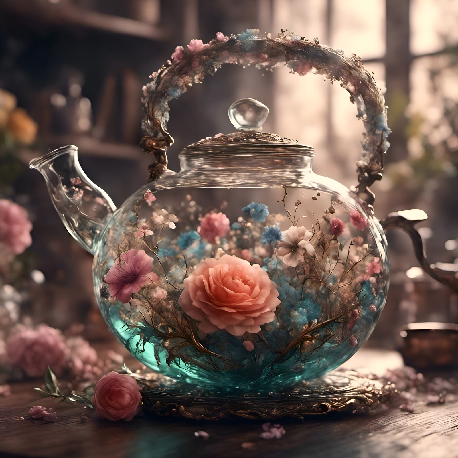 Elegant Tea Kettles with Floral Accents