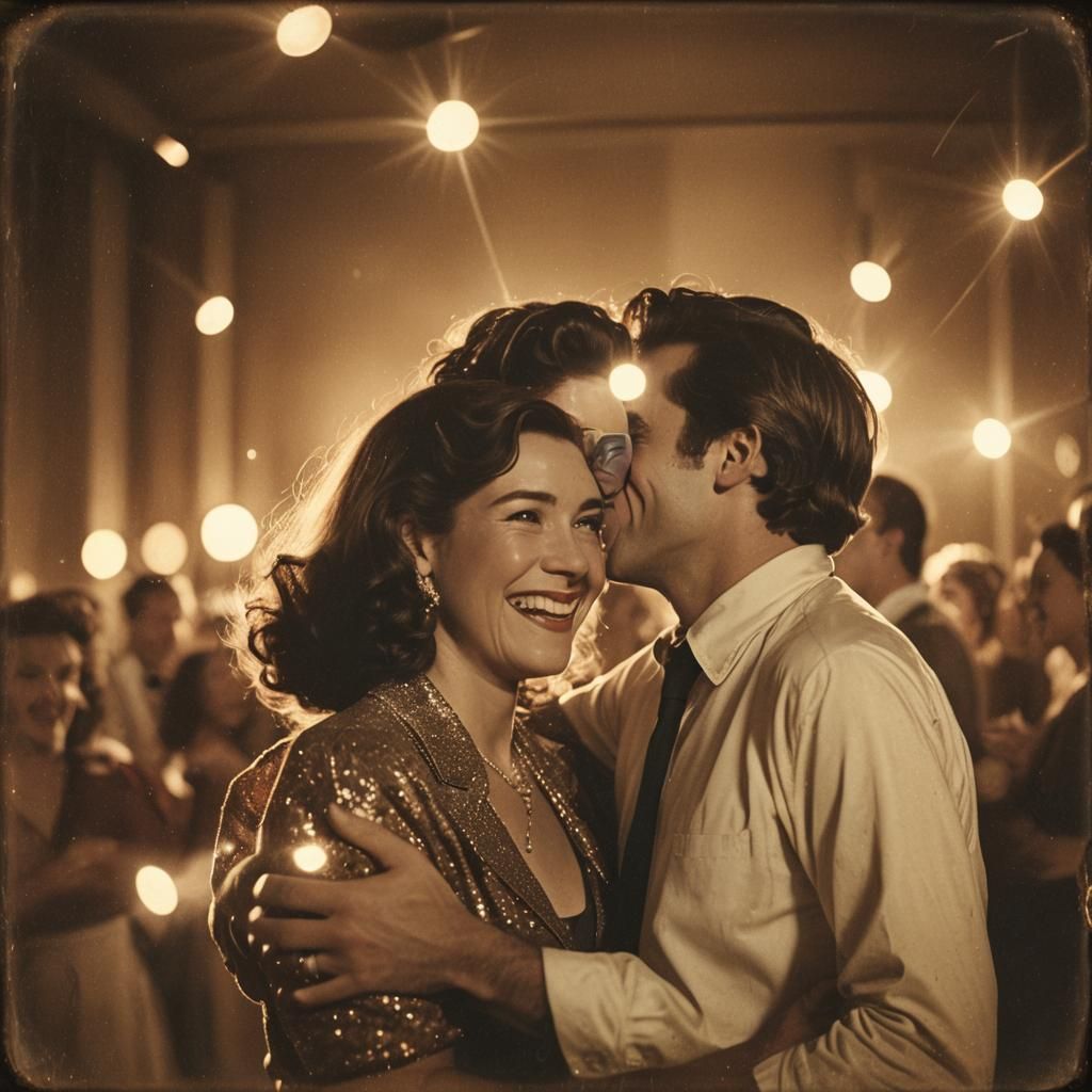 Nostalgic Film Projecting Happy Couple Moments