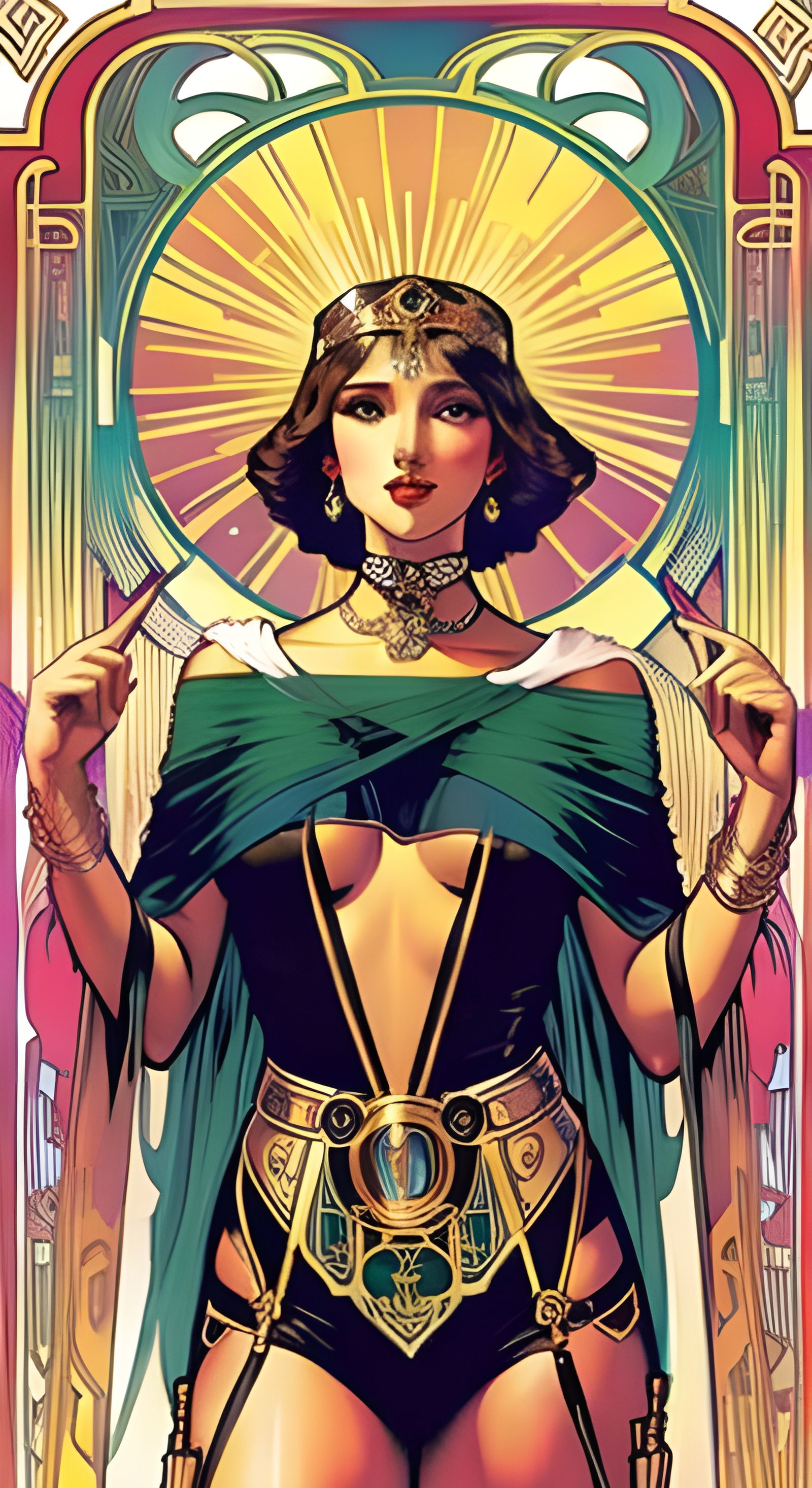 Art Deco Design in Vibrant Colors, Mucha Style