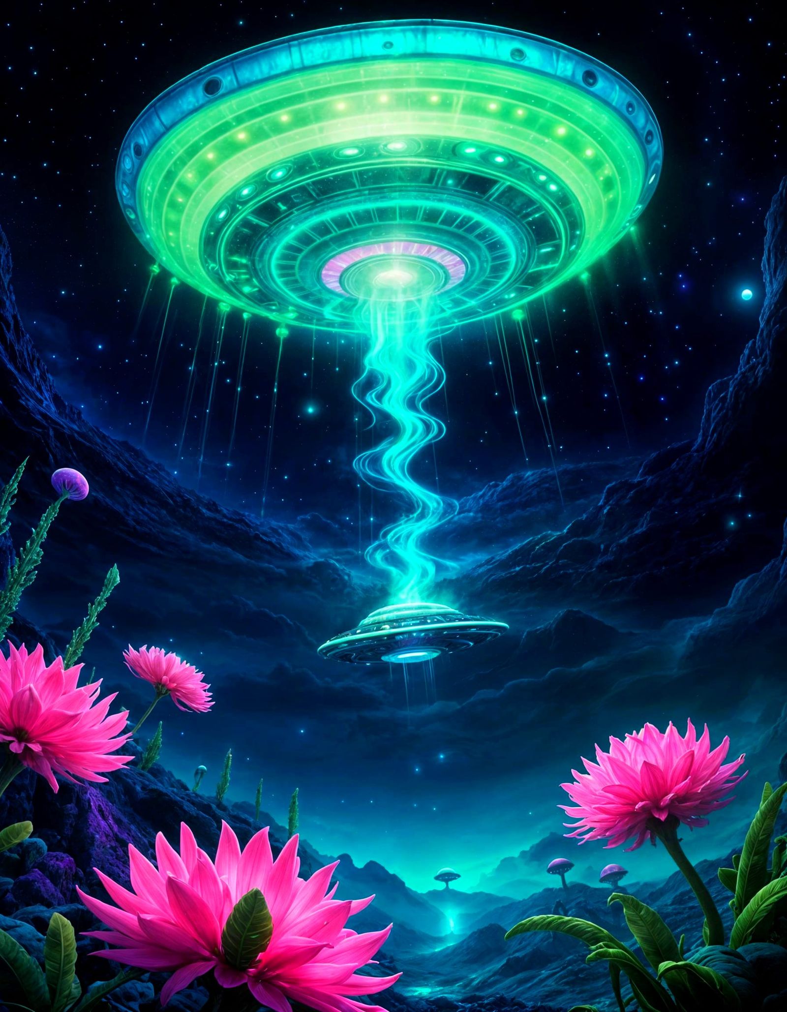 Ethereal Cosmic Encounter in Vibrant Hues