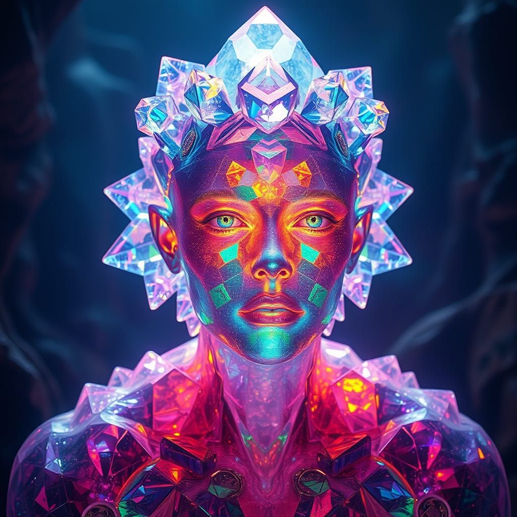 Ethereal Crystal Goddess in a Mystical Realm