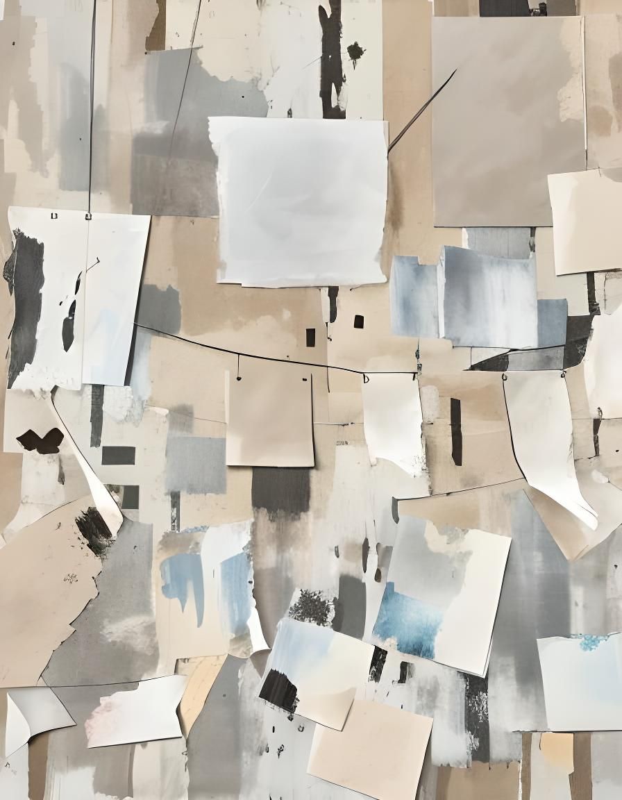 Abstract Vellum Paper Art in Mixed Media Style