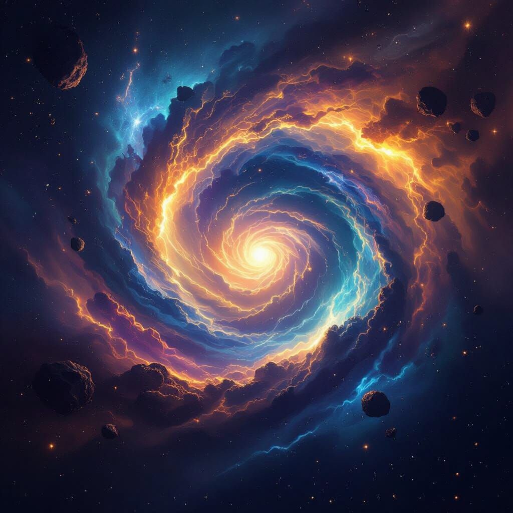 Cosmic Portal Crackling with Energy in Nebula