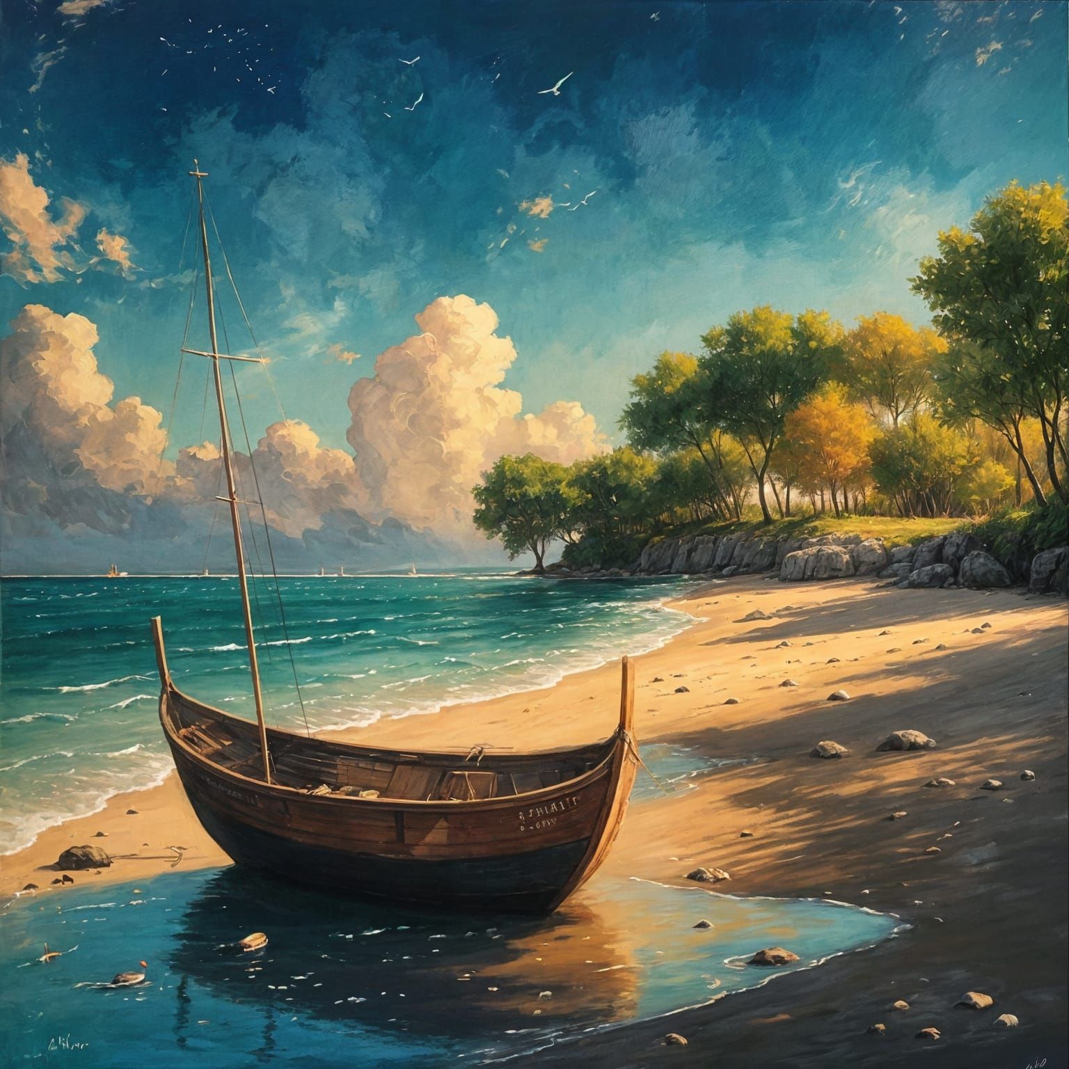 Dreamy Coastal Scene in a Soft, Ethereal Style