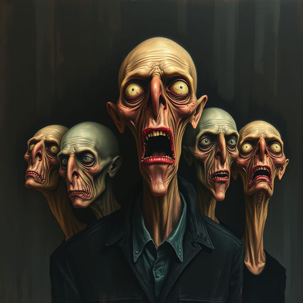 Grotesque Figures in Gothic Expressionist Style