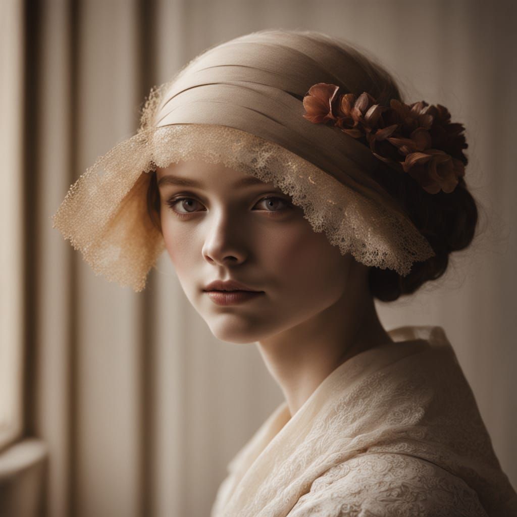 Enigmatic Smile in Warm, Golden Light