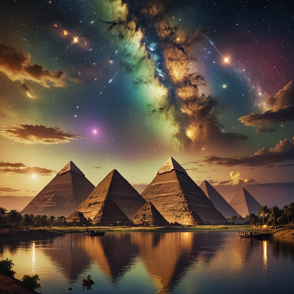 Pyramids Aligned to Orion in Digital Matte Painting