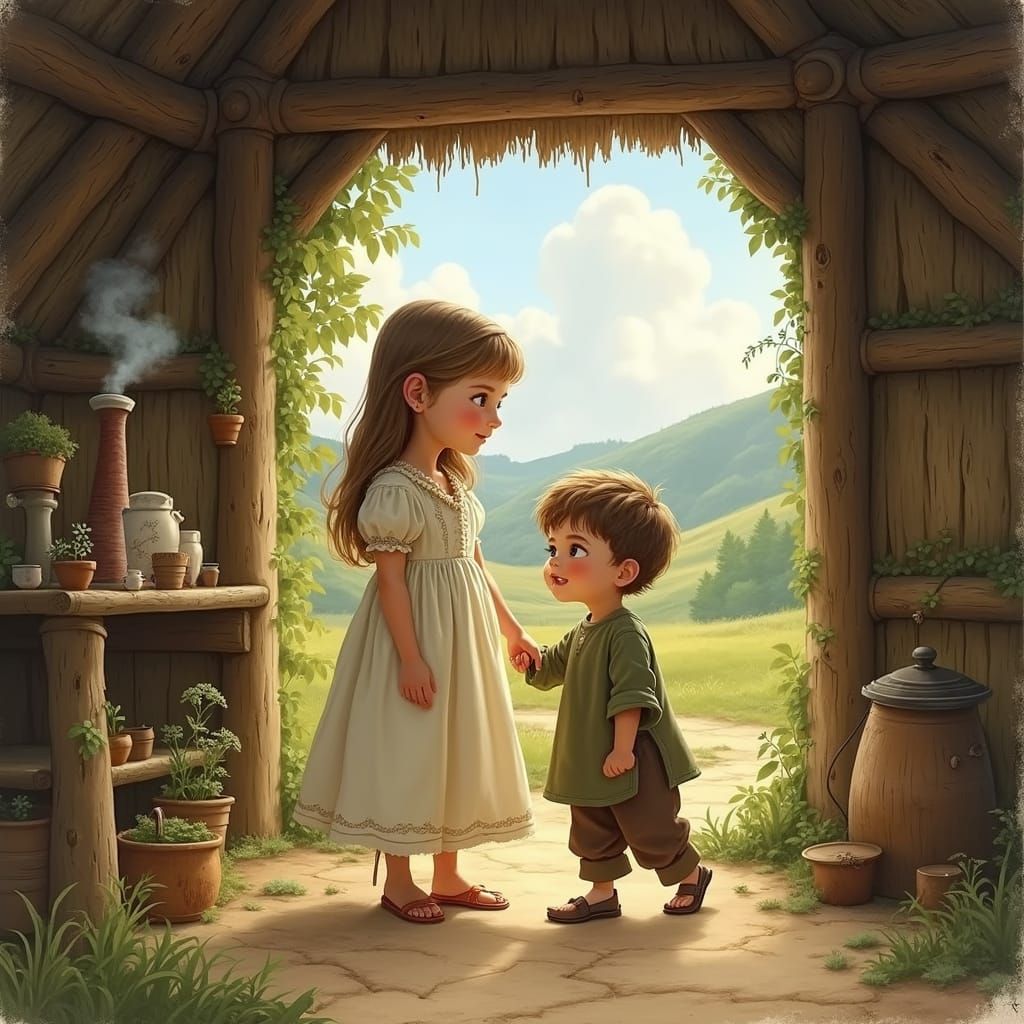 Idyllic Village Children in Whimsical Traditional Attire