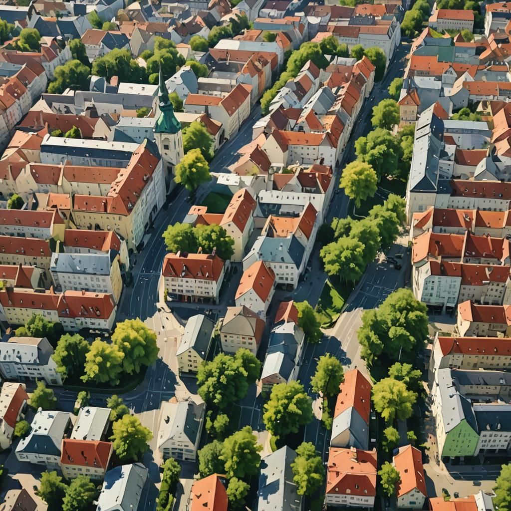 Impressionist Cityscape of Ingolstadt on a Sunny Afternoon