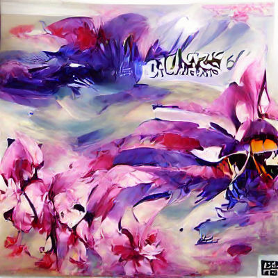 Abstract Floral Painting with Orchids and Daisies