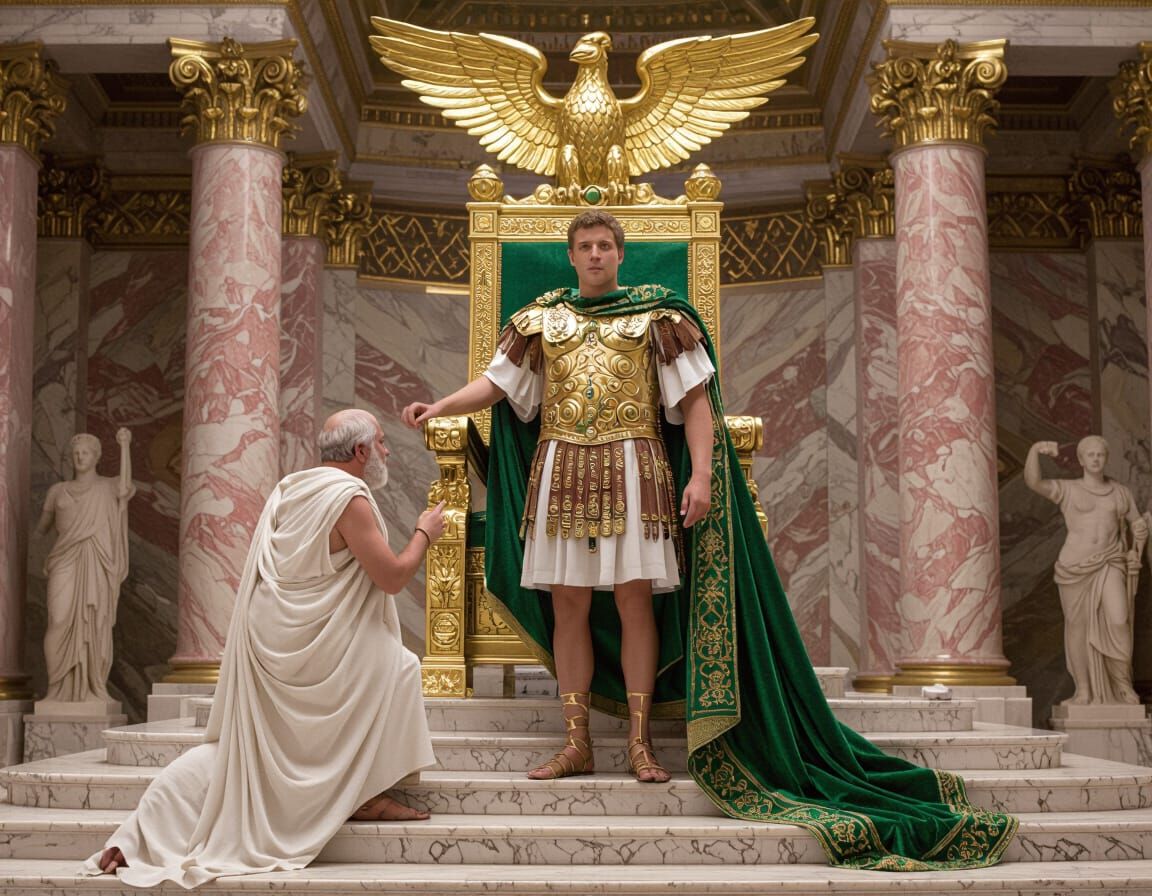 Emperor Nero on His Throne in Photorealistic Style