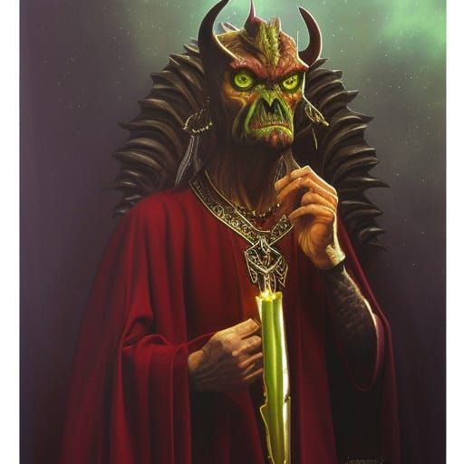 Satanic Ruby Goblet in Oil Painting Style