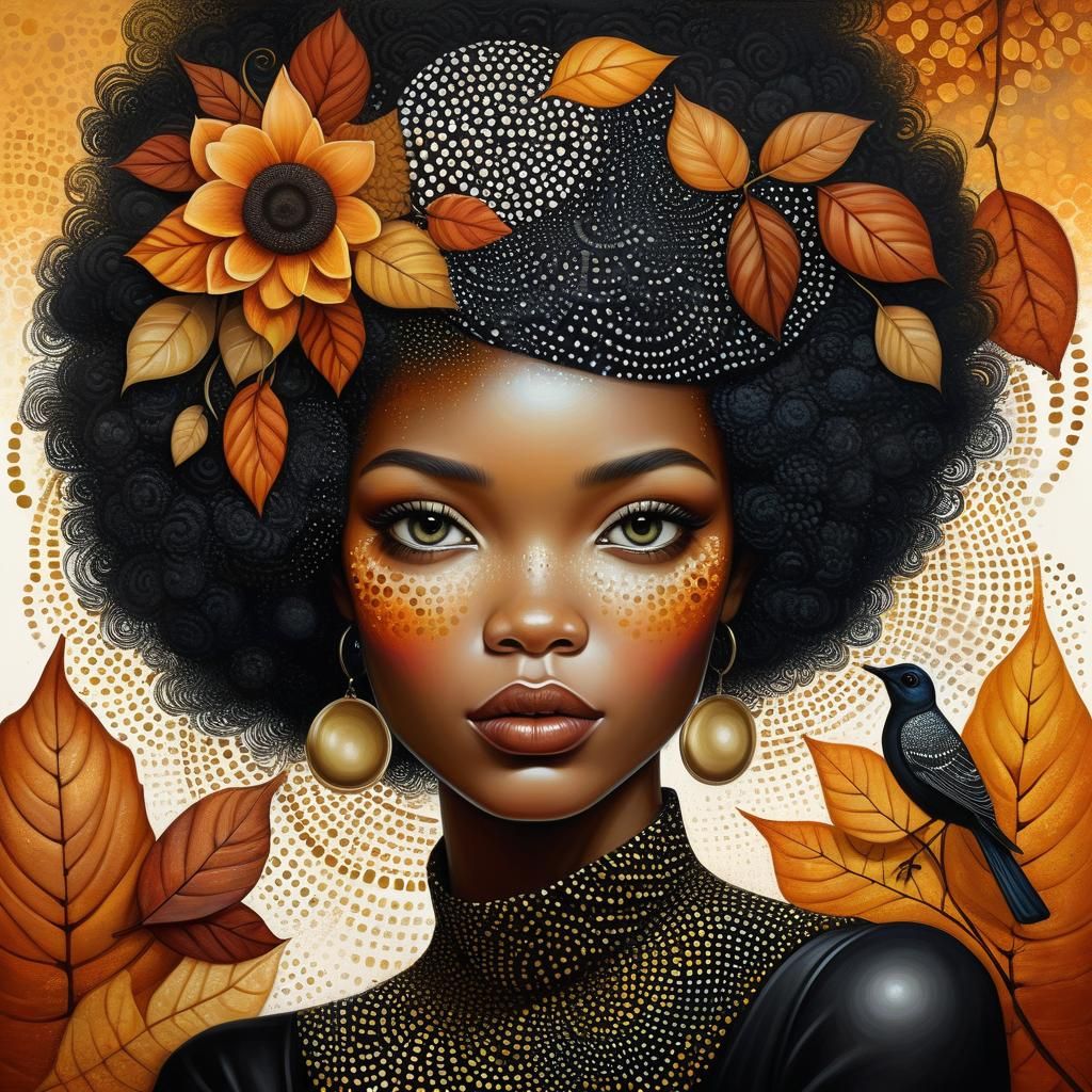 Autumnal Digital Painting in Pointillist Style