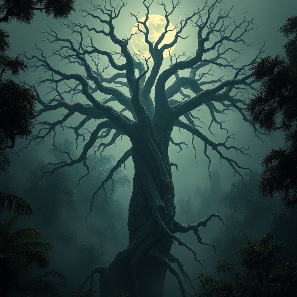 Haunting Ancient Tree Rises from Jungle Mist
