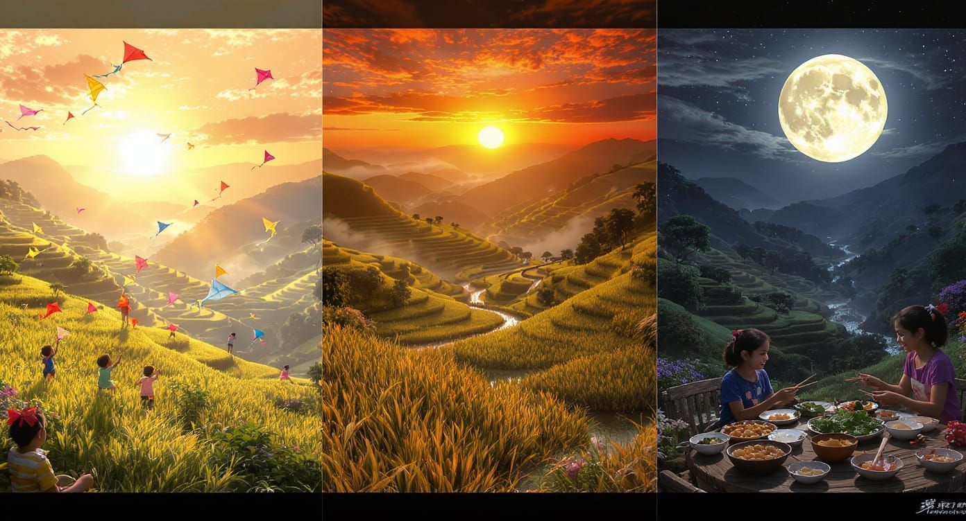 Mid-Autumn Festival Celebration in Terraced Rice Fields