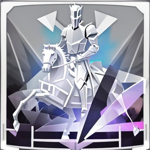 White Knight Strikes Monster in Abstract Silhouette