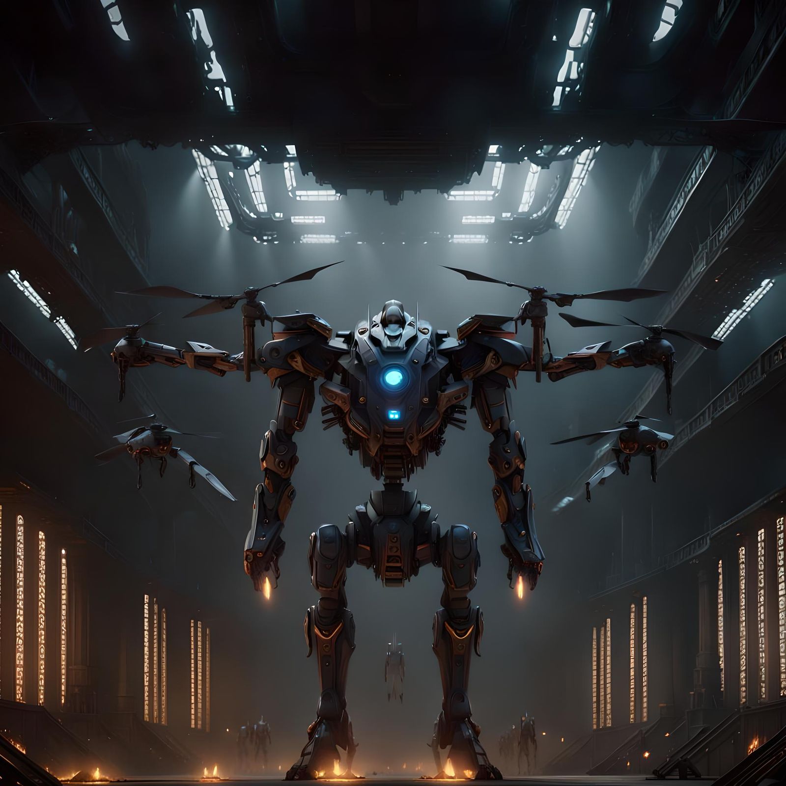 Legions of Drones Await Orders: Cyberpunk Auditorium