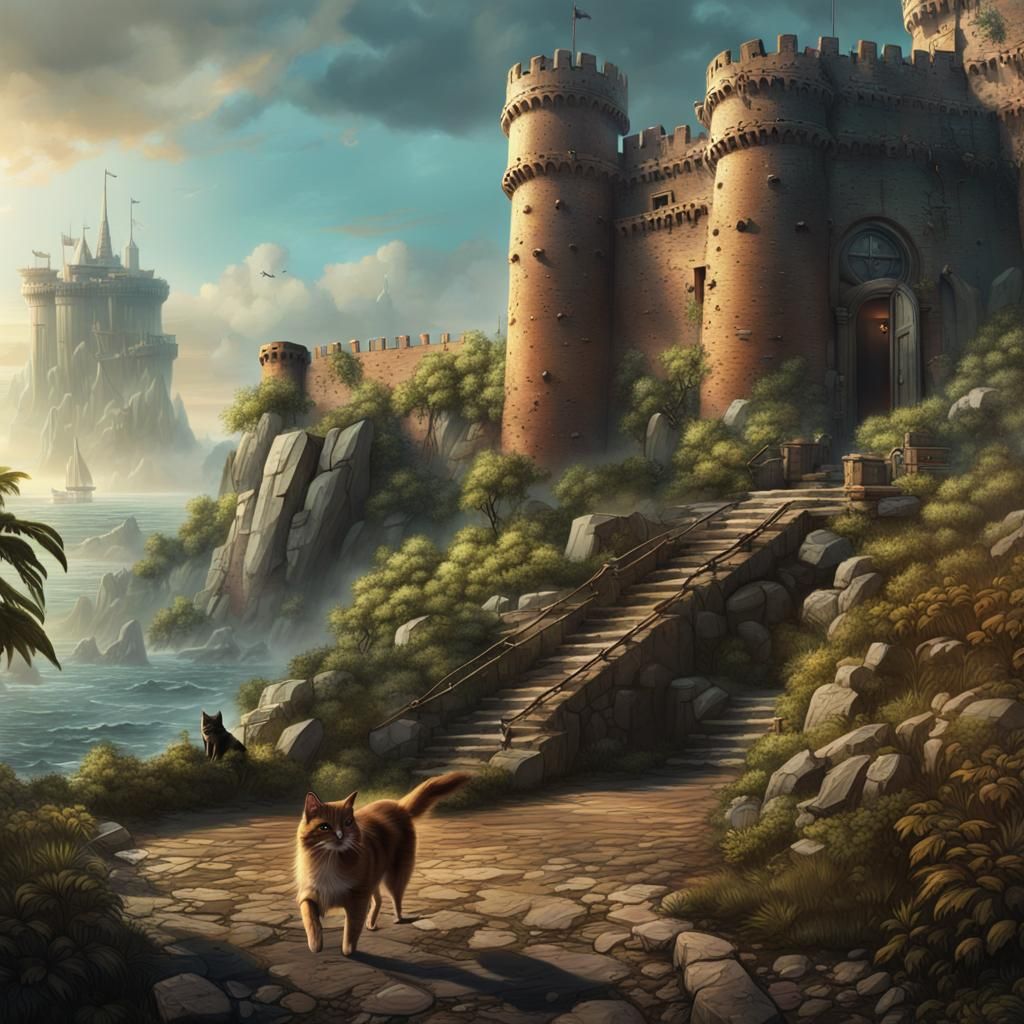 Cat and Dog Infiltrate Fortress: Fantasy Concept Art