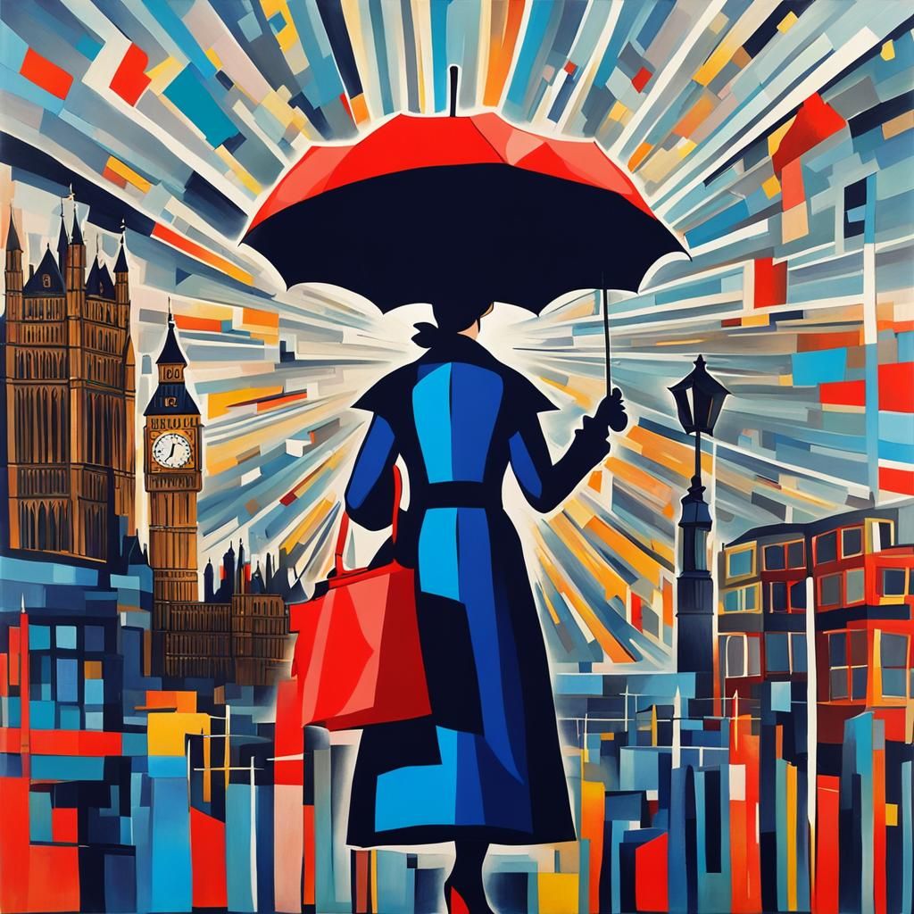 Mary Poppins in London: Abstract Art Style