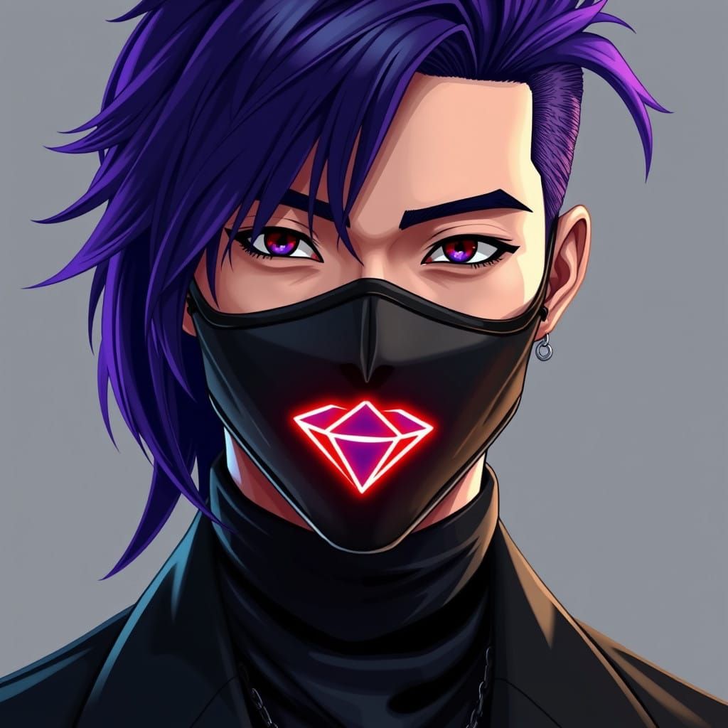 Sleek Japanese Cyborg in Matte Black with Neon Accents and V...