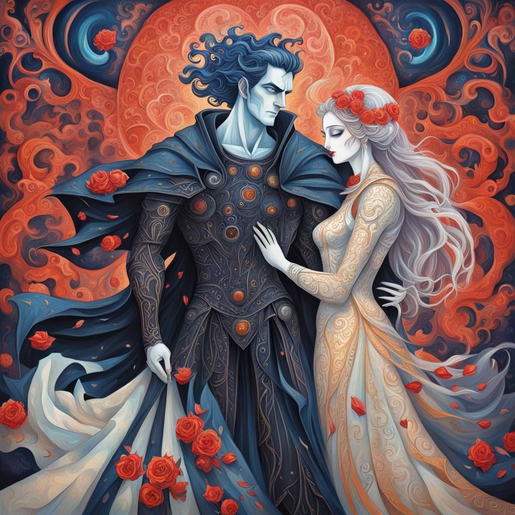 Hades and Persephone: Loving Couple in Anime Style