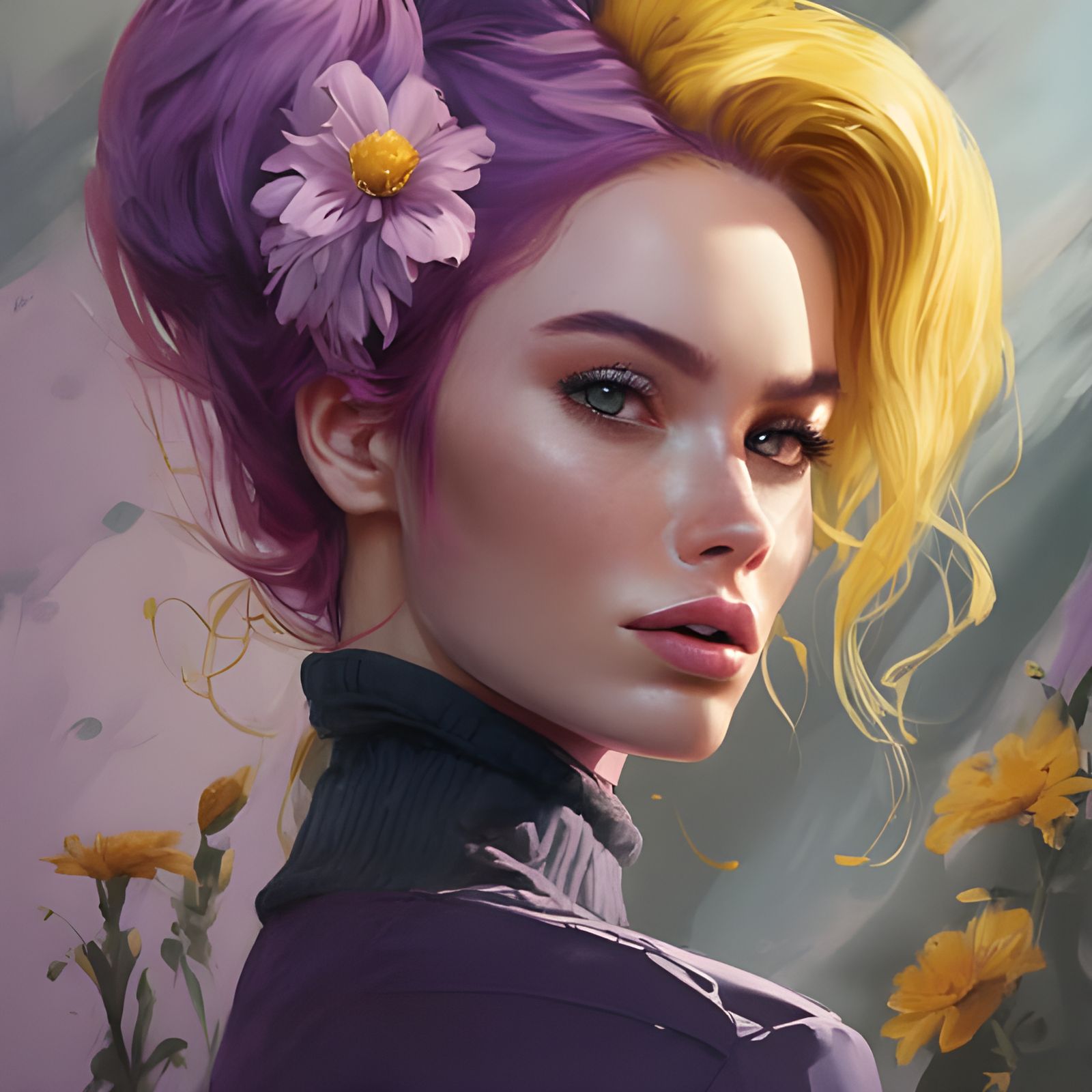 Stunning Girl in Retro Sweater: Fantasy Art