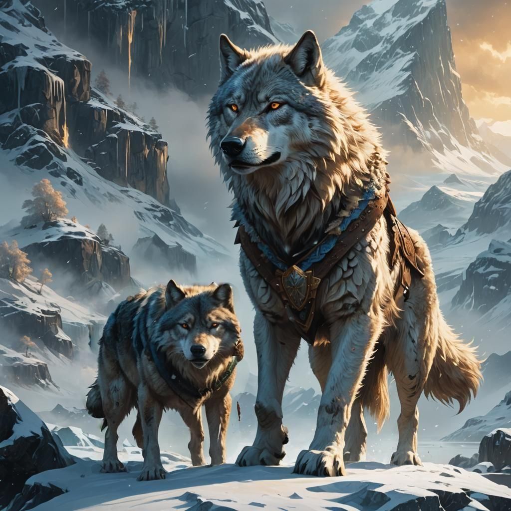 Fierce Wolf Warrior in Norse Fjord Landscape