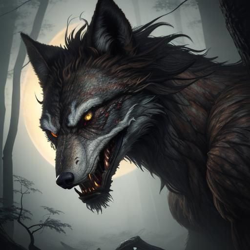Werewolf Transformation in Dark Fantasy Digital Art