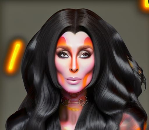 Cher as Streets of Rage Character, Digital Oil Painting