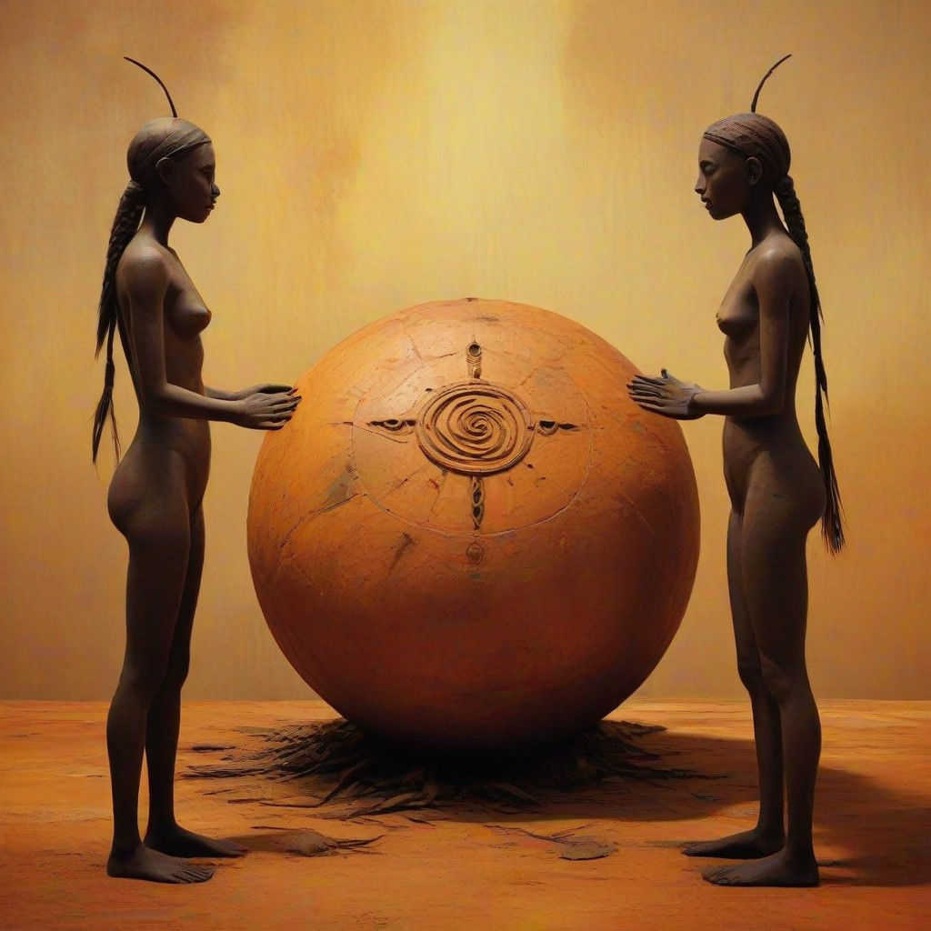 Neo-Primitivist Earth-Toned Ritual Scene