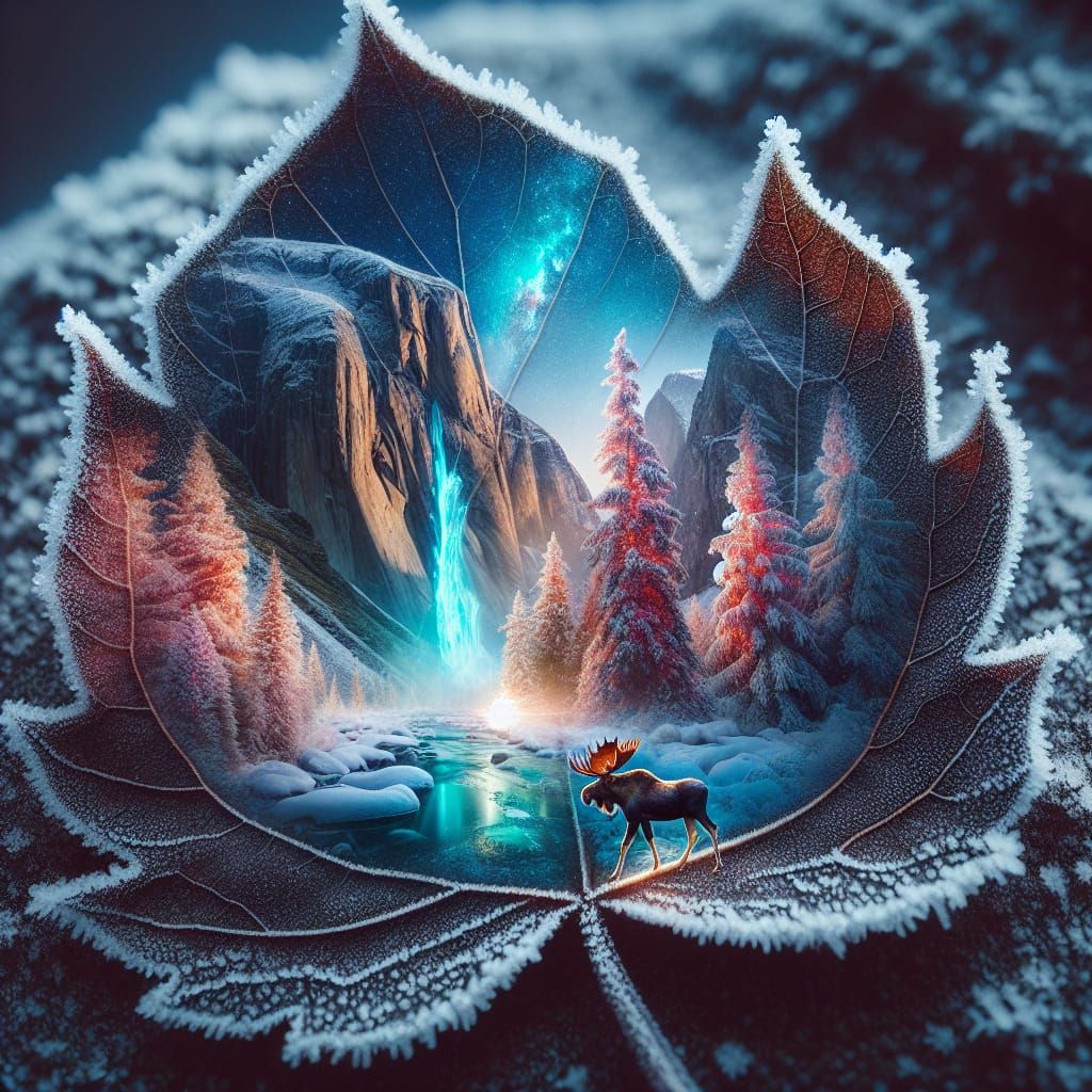 Majestic Moose Portal in Frosty Leaf Painting