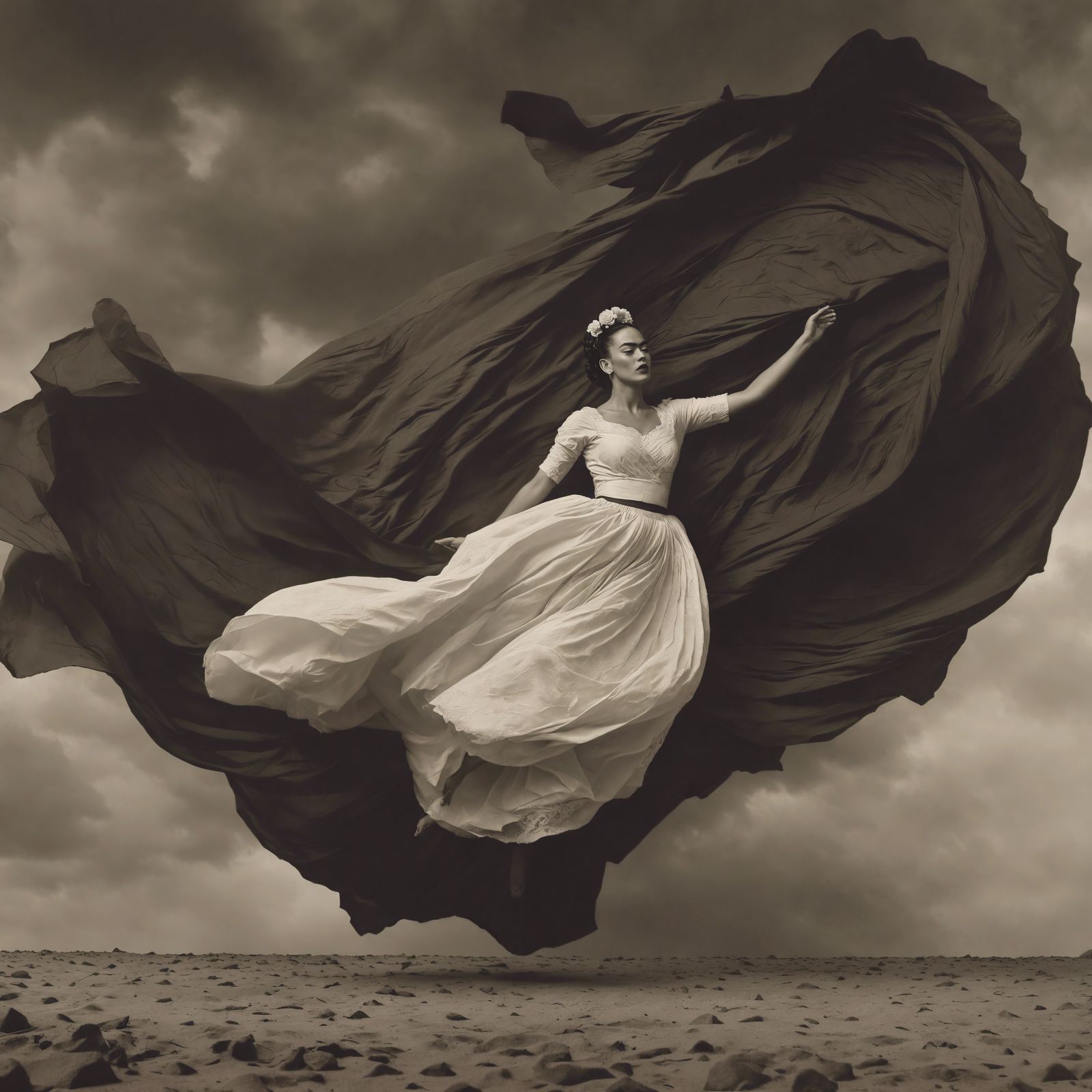 Frida Kahlo Dancing in a Windstorm