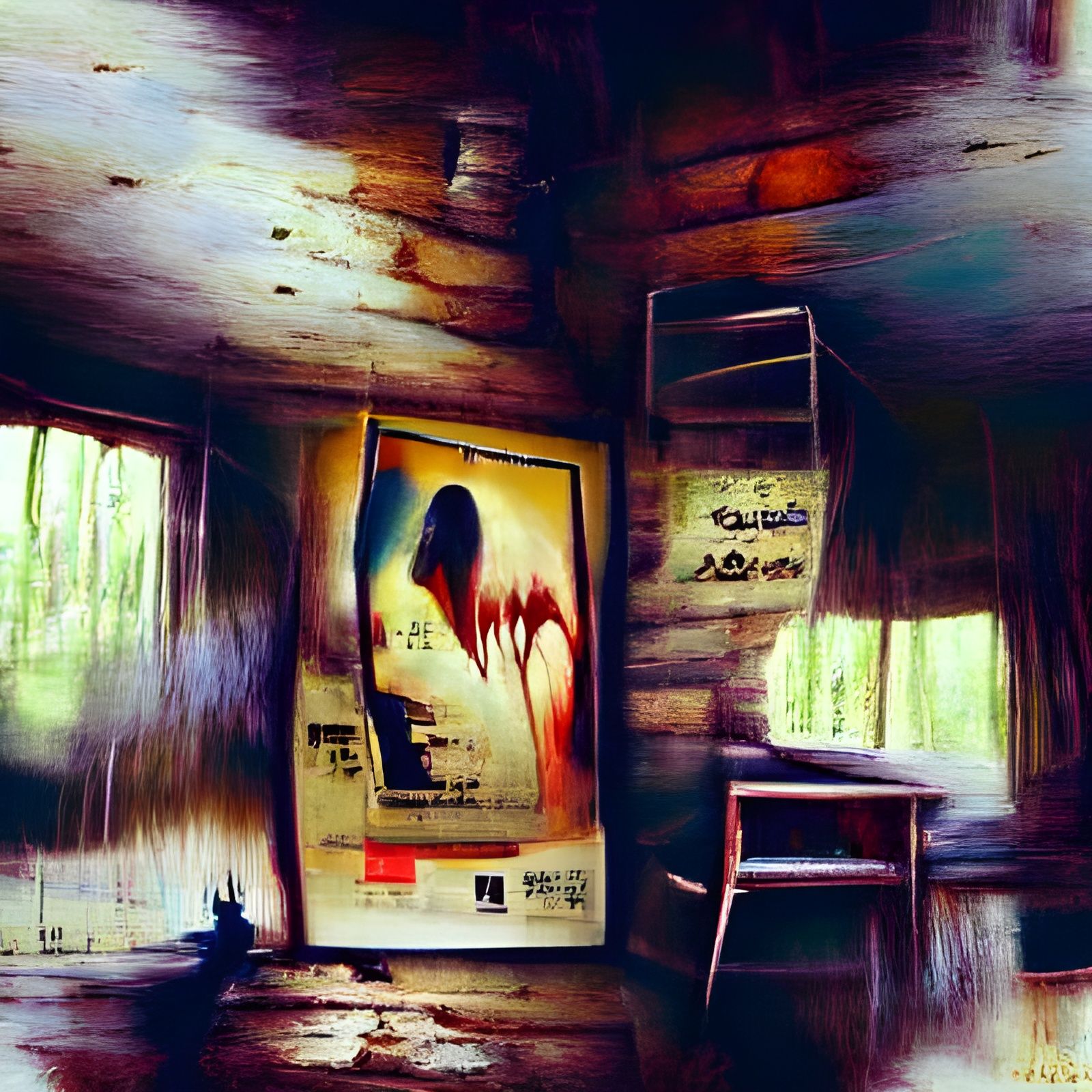Eerie Abandoned Cabin: Film Poster Art