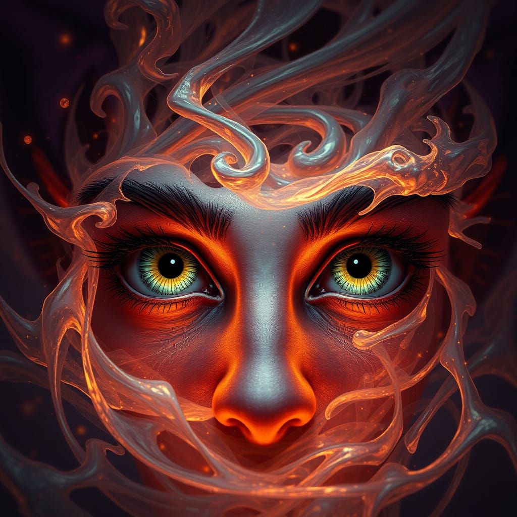 Mesmerizing Eyes in a Swirling Aura
