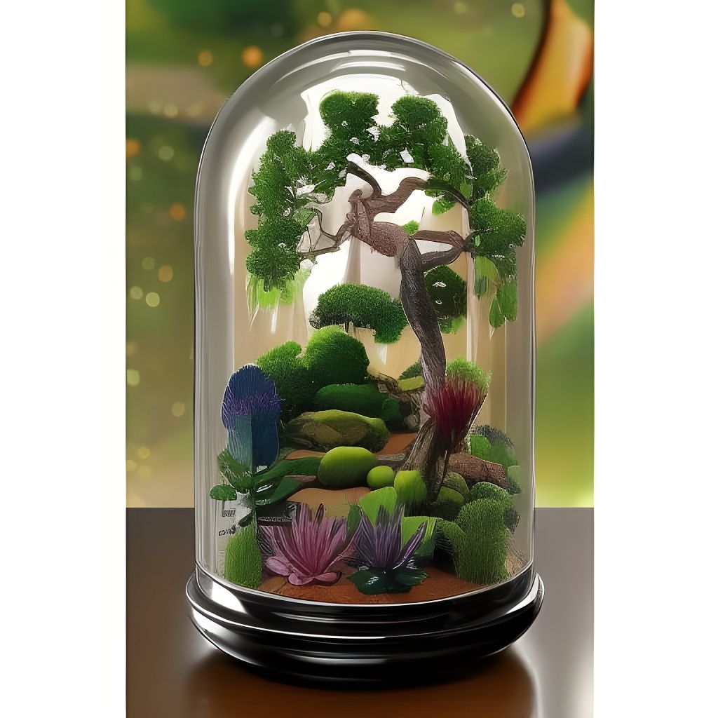 Bonsai tree inside glass jar