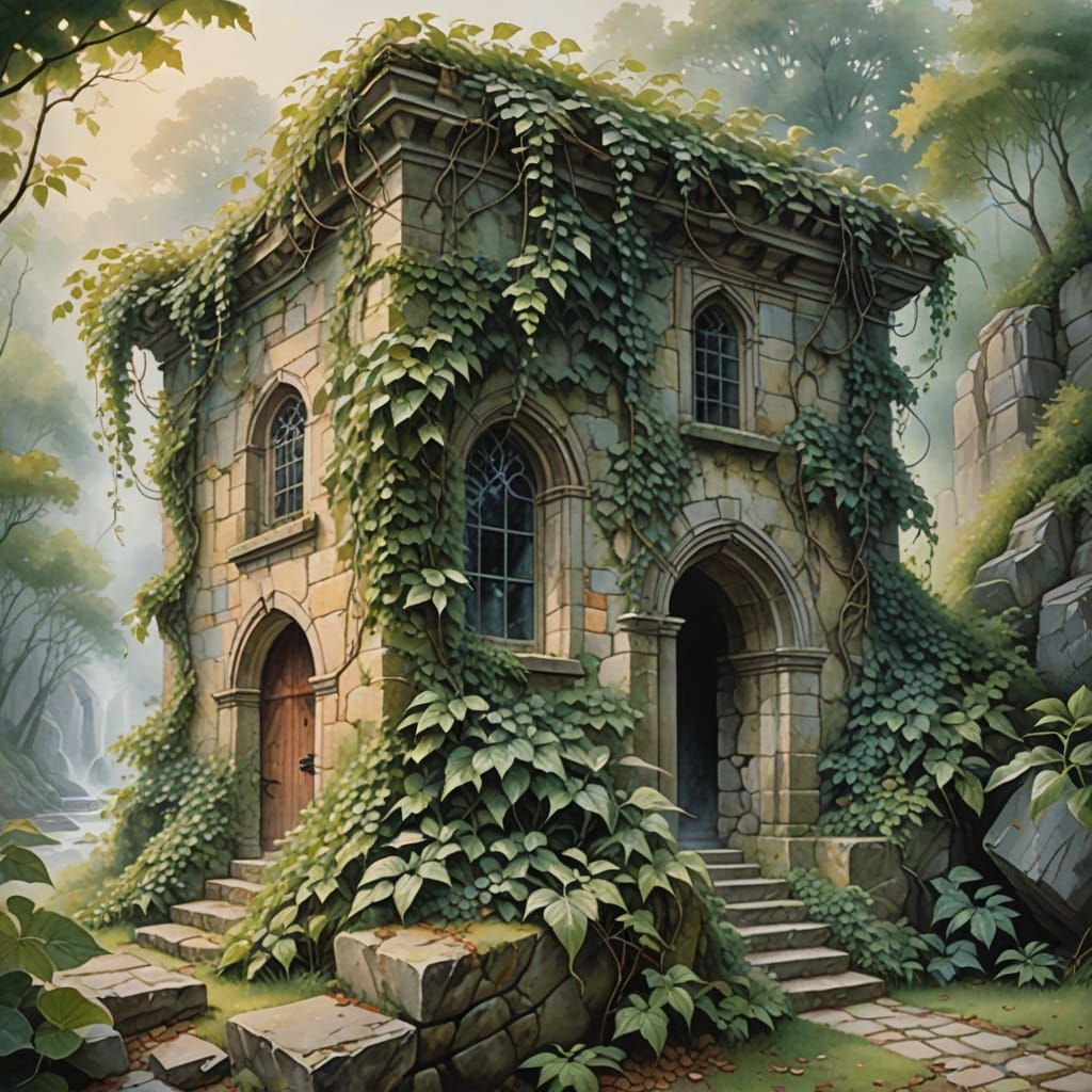 Ethereal Mist on Romantic Virginia Creeper Ruins