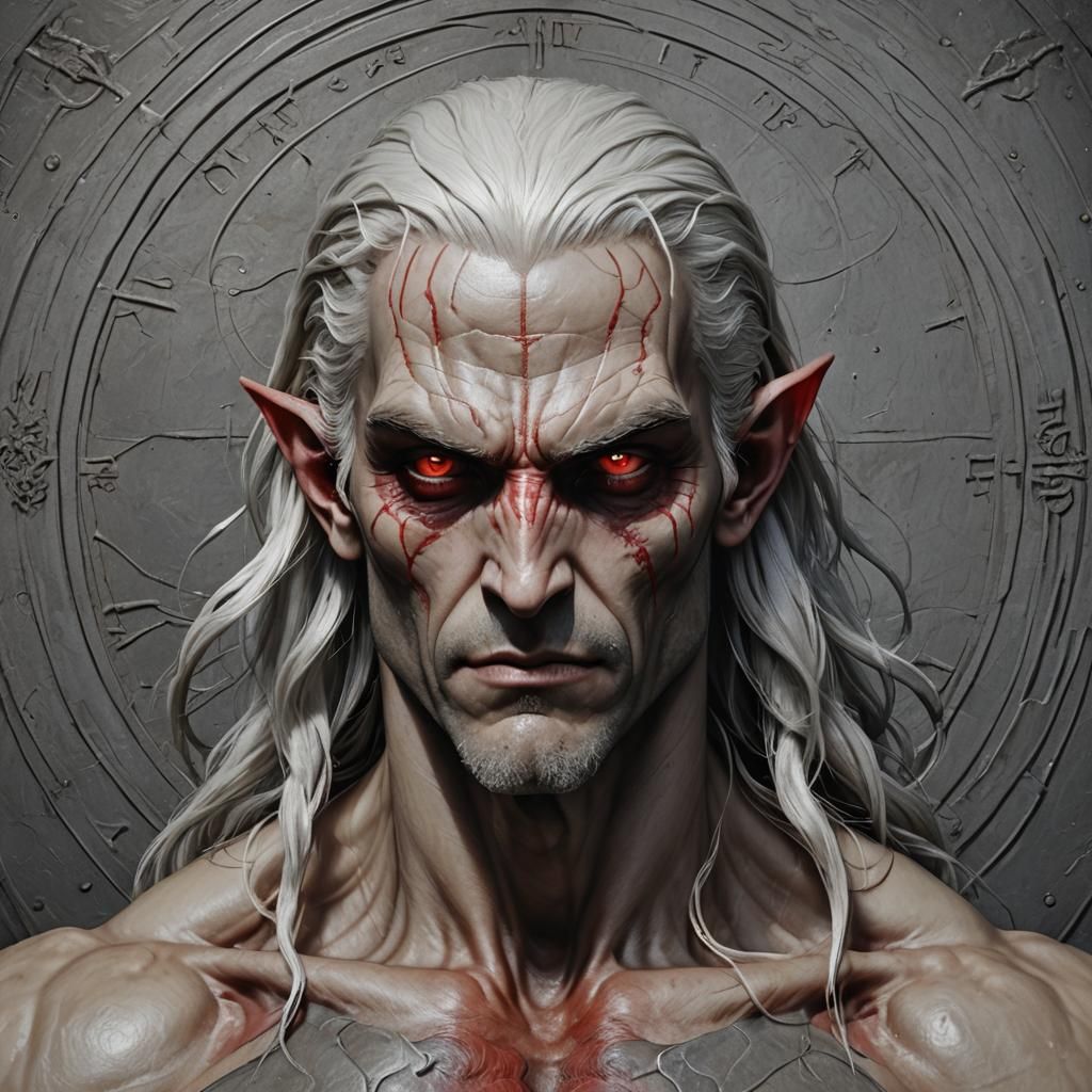Evil Drow Elf Male in Hyperreal 3D Anime Style