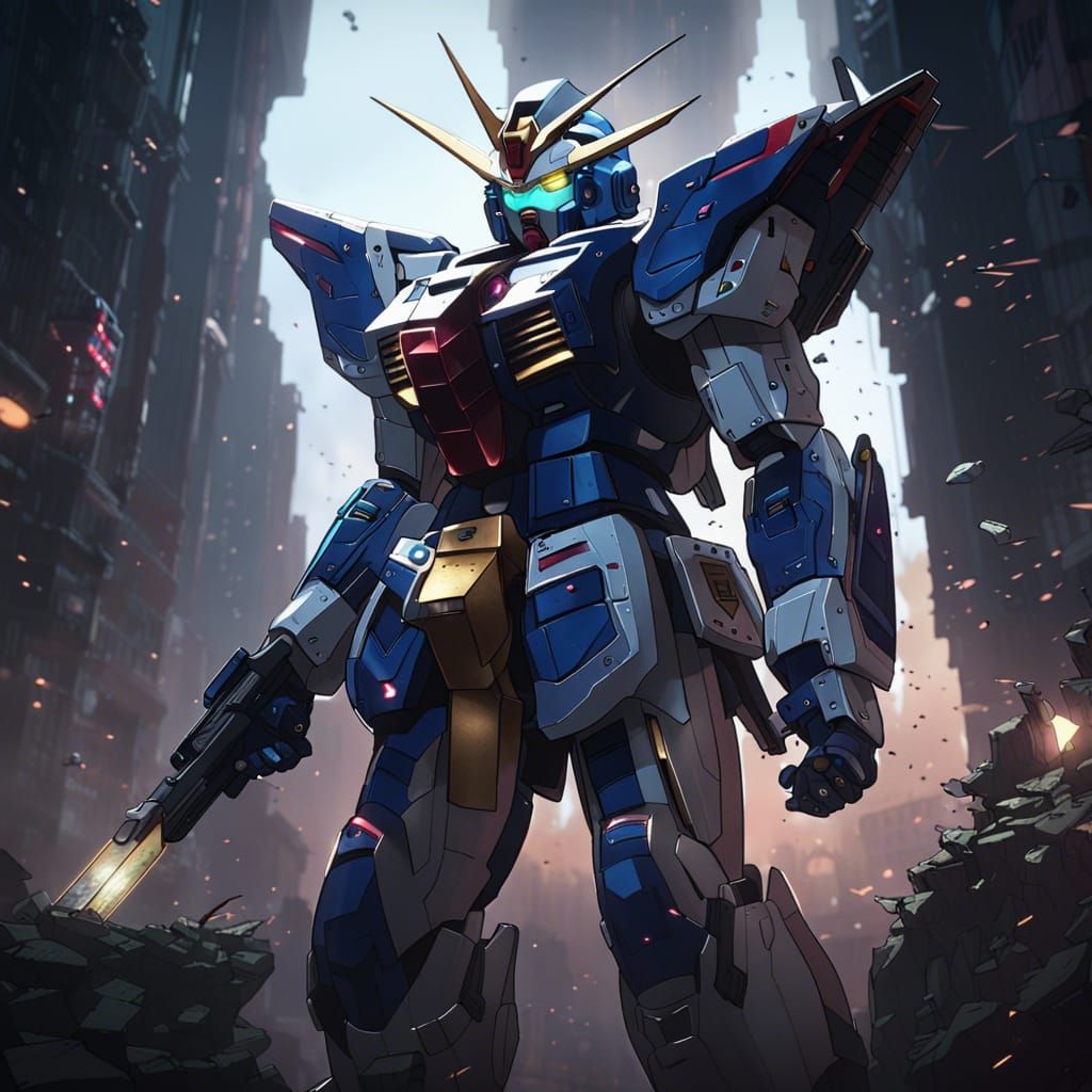 Gundam Robot in Dark Fantasy Style