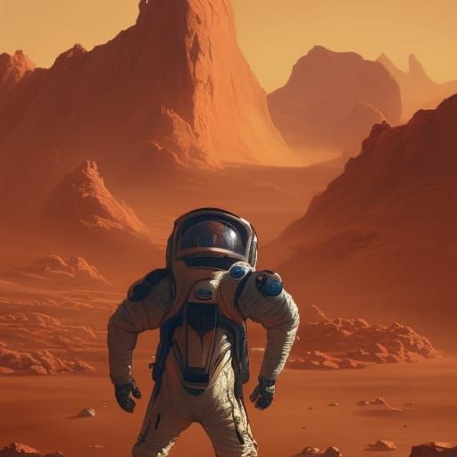 Martian Gas Station Portrait in Art Nouveau Style